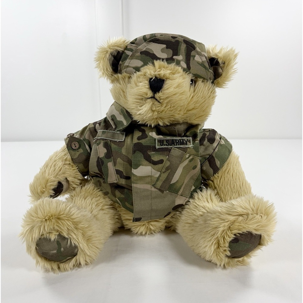Vintage 1989 Bear Forces of America US Army Teddy Bear Camouflage Plush Toy 17"